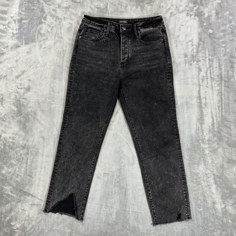 Driftwood Meg Jeans Women's Size 27 Washed Black High Rise Straight Leg Denim
